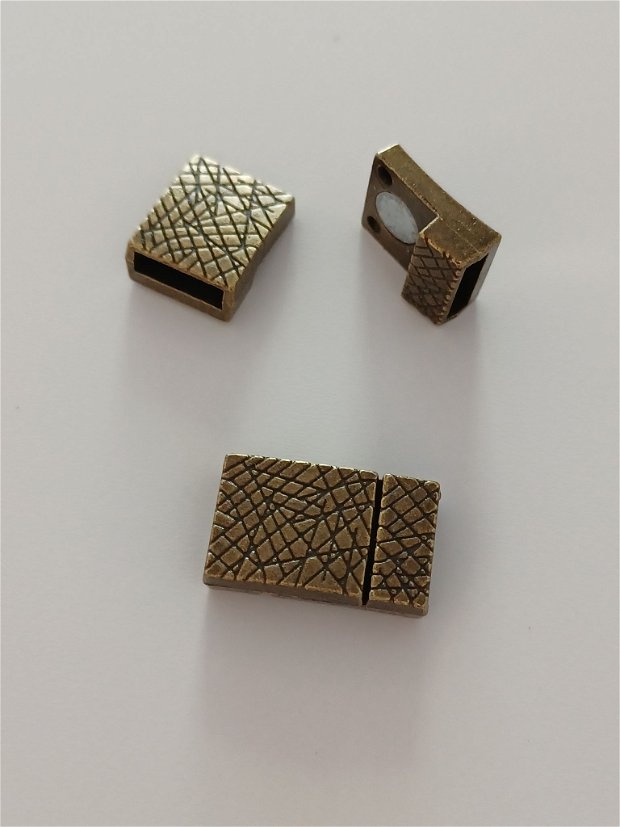 Inchizatoare magnet, bratara textil, bronz, 28x15mm - 1 buc