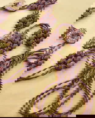 cordon impletit cu margele de lemn si inimi de nuca de cocos