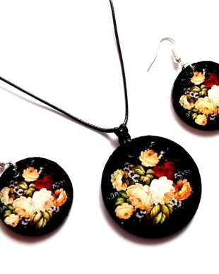 set lemn cu motiv floral 39735
