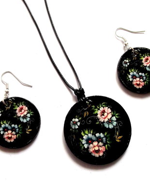 set lemn cu motiv floral 39737