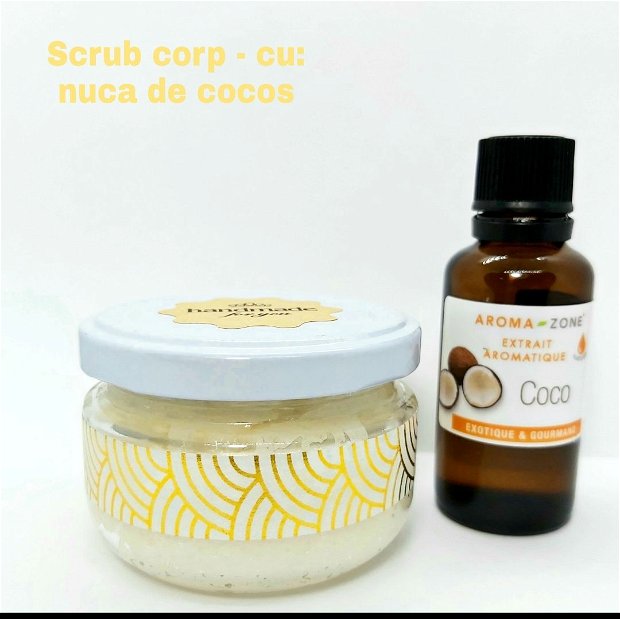 ,,Nuca de cocos x zahar" - Scrub corp ptr piele uscata  (circa 130gr)
