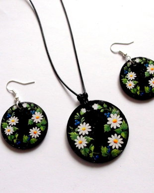 set lemn cu motiv floral 39740