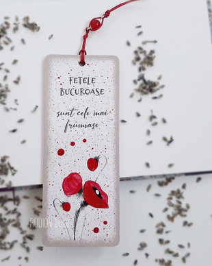 Semn de carte maci handmade pictat mesaj personalizat