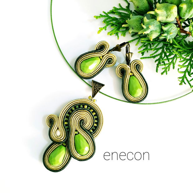 Set verde-oliv, Bijuterii soutache