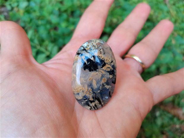 Inel Opal dendritic tigru si Argint 925 - IN1002 - Inel supradimensionat reglabil, inel cadou, inel pietre semipretioase, cristale vindecatoare, cristale de colectie