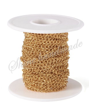 Lant otel inoxidabil auriu, 4x3x0.6mm