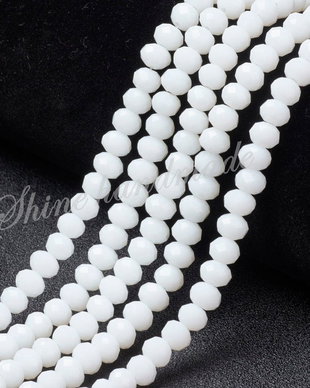 Margele sticla albe, 4x3mm