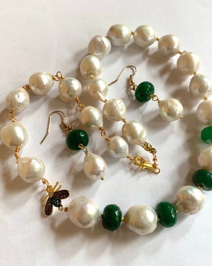PRECIOUS PEARLS-perle baroc,rondele jad,toho,accesorii aurii