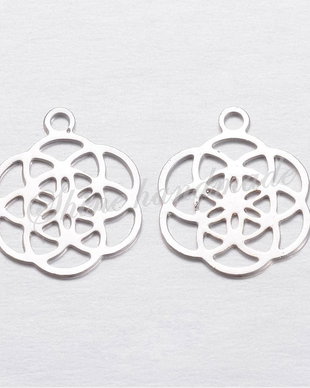 Charm floarea vietii, platinum, 12x10x0.4mm