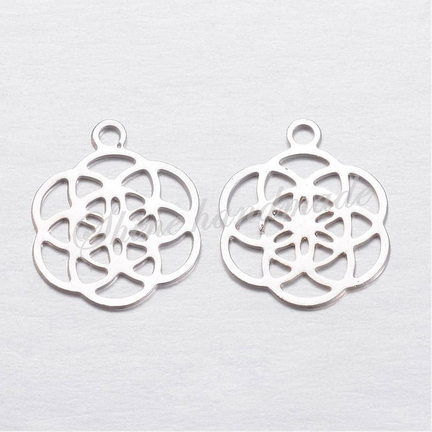 Charm floarea vietii, platinum, 12x10x0.4mm