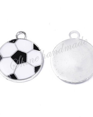 Charm minge de fotbal emailat, 24x20x2.5mm