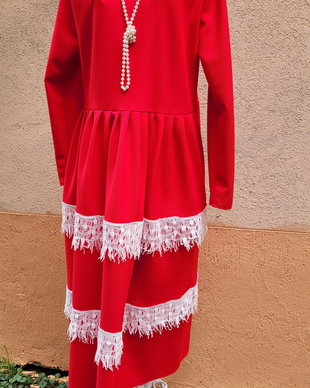 Rochie  din jerse, din jerse roșu pentru toamna iubirii