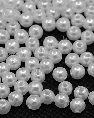 Margele perle albe, din acril, 6mm