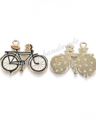 Charm bicicleta neagra, emailat, 19x28.5x1.5mm