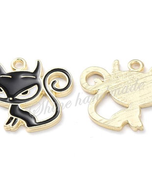Charm pisica neagra, 19x18x2mm,