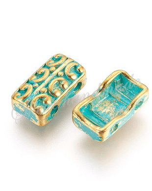 Distantier multifir, verde patinat, 14x8x5mm