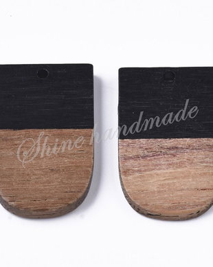 Pandantiv din lemn si rasina, 32x19.5x3.5~4.5mm