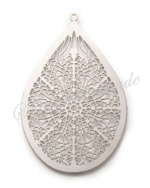 Pandantiv picatura, otel inoxidabil, 63x39x0.4mm