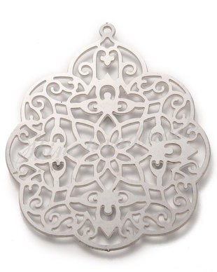 Pandantiv trandafir, otel inoxidabil, 55x45x0.4mm