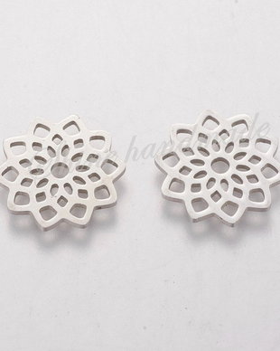 Charm floare de lotus, otel inoxidabil, 15.8x15.8x1mm