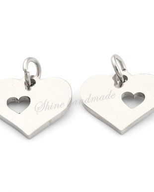Charm inima, otel inoxidabil, 12x12.5x1mm