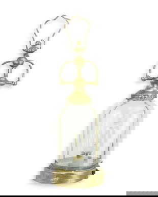 Felinar electric din metal auriu cu sticla