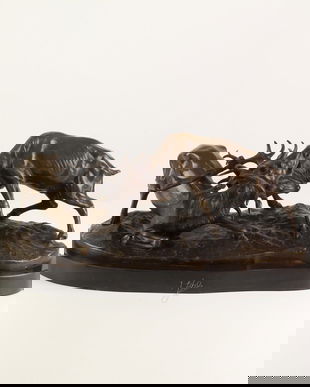 Cerbi - statueta din bronz pe soclu din marmura