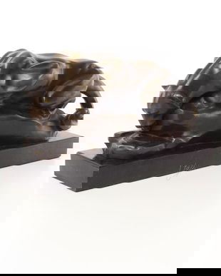 Puma - statueta din bronz pe soclu din marmura