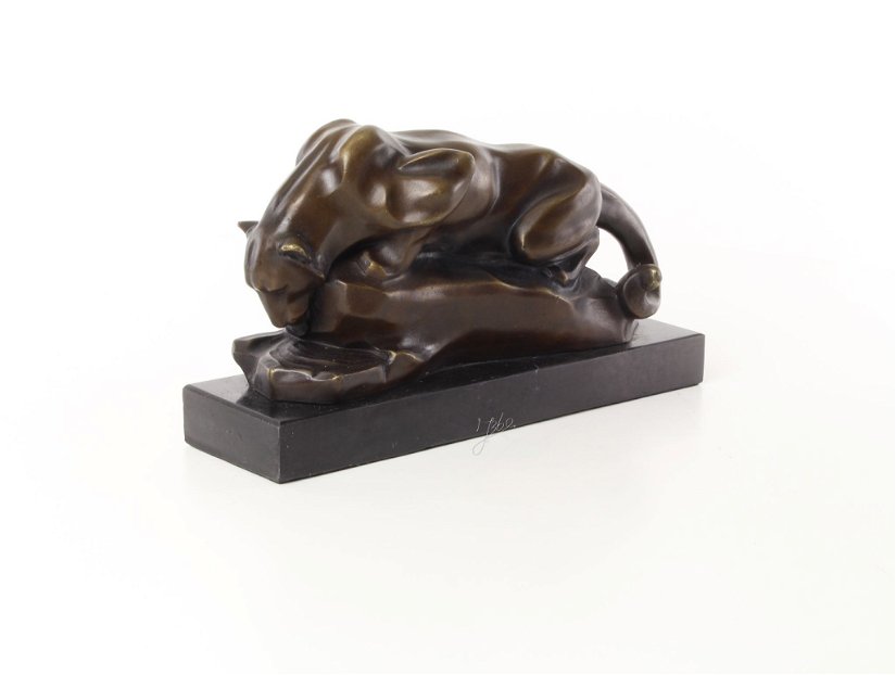 Puma - statueta din bronz pe soclu din marmura