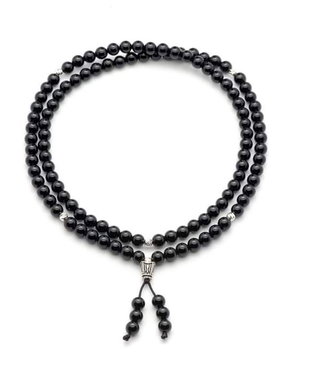 Colier Mala 108 cristale din onix negru si elemente din argint 925