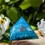 Piramida Orgonica Azurite, EZERA, din cristale de Acvamarin, Cuart Alb, praf de Cupru si spirala vibrationala de Cupru