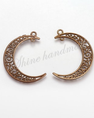 Pandantiv semiluna, bronz antichizat, 37x8x2mm
