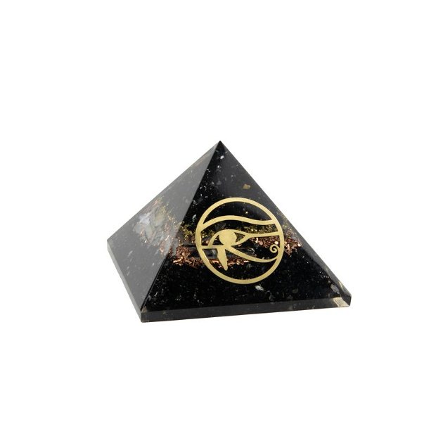 Piramida Orgonica Ebony, Ezera, din Turmalina Neagra, Cuart Alb, Cupru si simbol Ochiul Lui Horus pentru protectie electromagnetica