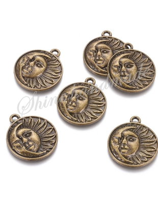 Pandantiv soare si luna, bronz antichizat, 29x25x3mm