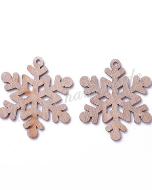 Pandantiv fulg de nea, lemn, 60x53x2.5mm