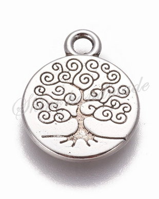 Charm copac, argintiu, 19x15x2mm