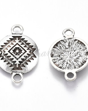 Link argintiu antichizat, 26x17.5x3mm
