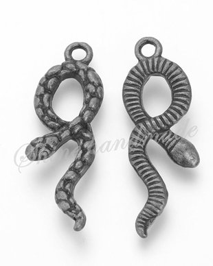 Pandantiv sarpe, argintiu antichizat, 34.5x12x3.5mm,