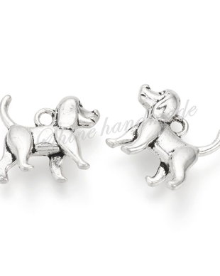Charm caine beagle, argintiu antichizat,14x16x5mm