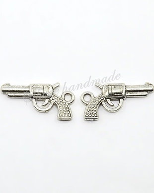 Charm pistol, argintiu antichizat, 22x12x3mm