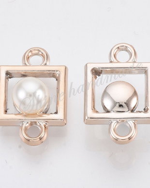 Link auriu cu perla, 23x15.5x10.5mm