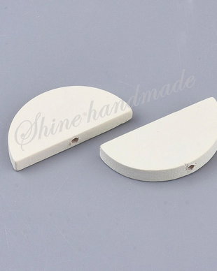 Margele de lemn albe, 13~15x30x4~5mm