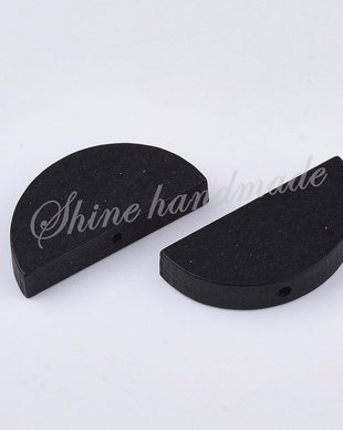 Margele de lemn negre, 13~15x30x4~5mm