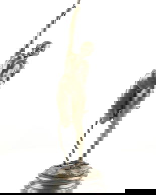 Dansatoare pe franghie  - statueta din bronz pe soclu din marmura