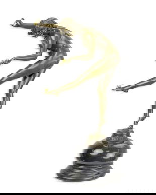 Dansatoare cu bile  - statueta din bronz pe soclu din marmura