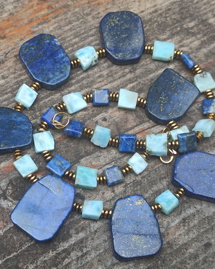 Colier  din larimar si lapis lazuli