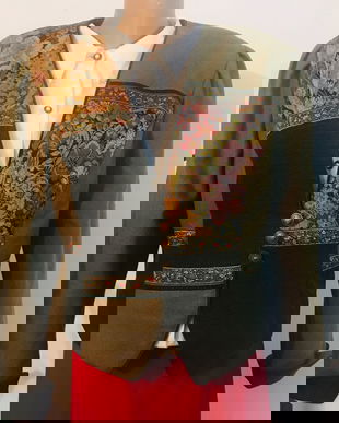 Superb sacou cu inserții tapiserie florala