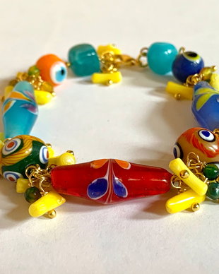 HAPPY COLOURS-lampwork,coral,agate