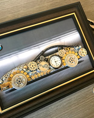 Masina model BMW Cod M 359, Cadouri masini, Cadou personalizat, Tablou steampunk mecanism ceas
