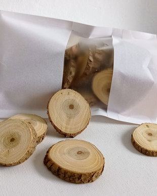 Felii mici/Rondele lemn rotund Salcâm 0,5-3,5 cm-15 bucăți/pachet 100 g